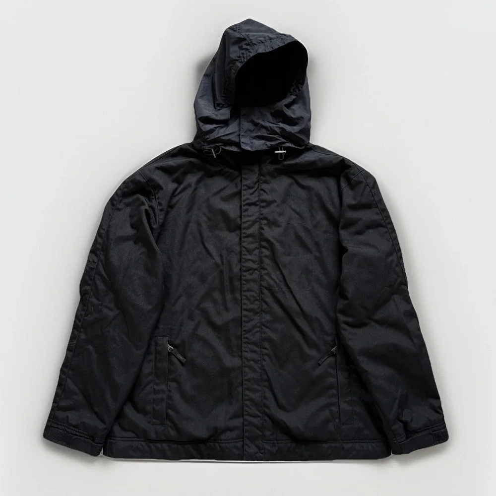 Banana Republic Black Canvas Coat Men XL Vintage Y2K Utility Hooded Outdoor Work